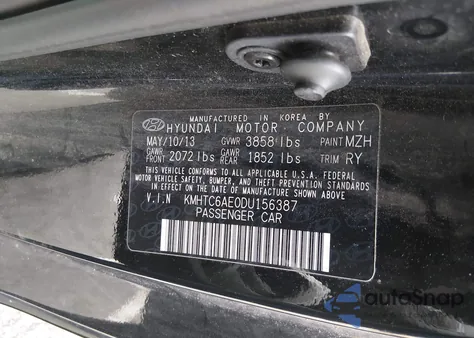 2013 Hyundai Veloster Turbo W/Black из США, поврежденный, VIN KMHTC6AE0DU156387